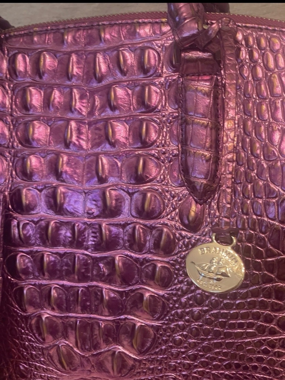 Brahmin Bright Pink Duxbury Satchel In OPERA & Matching CC Wallet NWT - Picture 15 of 15